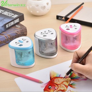 Tenwin Electric Pencil Sharpener Two Holes Desktop Student Automatic Rotary Sharpeners TW-8004