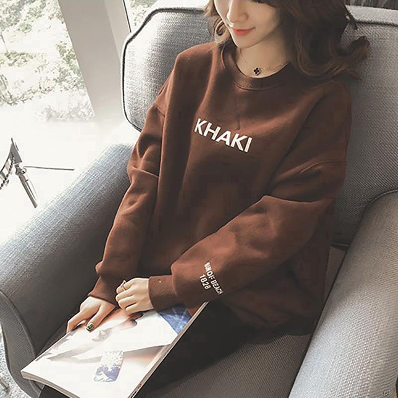 Women's Long Sleeve Letter Printed Casual Pullover Top Causal Thicken Hoodies