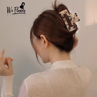 We Flower Geometric Big Rectangle Leopard Acrylic Hair Claw Clip for Women Hairpin Ponytail Holder