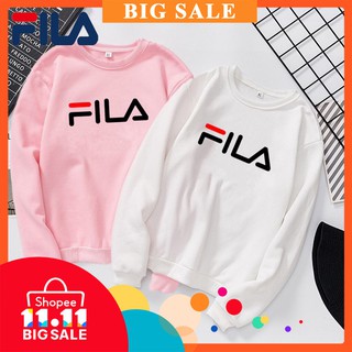 FILA Plus Velvet Men and Women Couple Korean Version Long Sleeve T-shirt