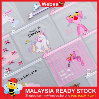 READY STOCK🎁WEBEE Unicorn file bag transparent cute student storage bag pencil case stationery