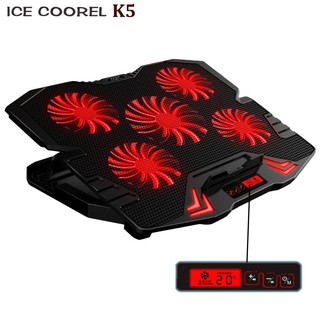 ICE COOREL K5 Red Light Laptop Cooler Cooling Pads Super Mute 5 Fans Ice Cooling