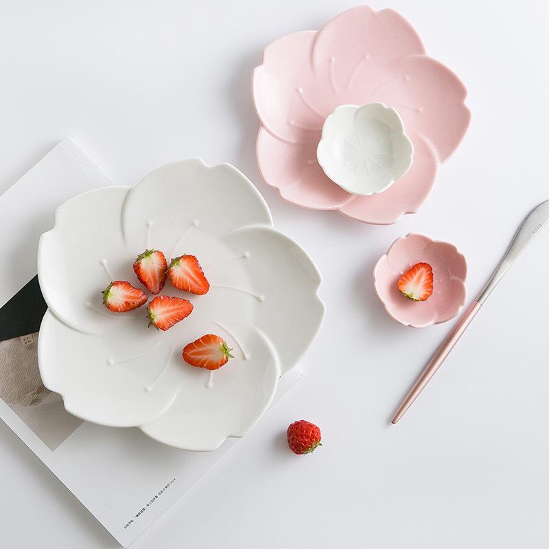 Ceramic plate tableware japanese gradual petals ceramic tableware western dish coffee cup saucer petal dish dessert baking bowl D1