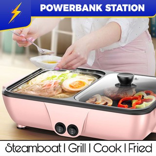 PSB_2 IN 1 Electric BBQ Grill Pan Teppanyaki Hot Pot Steamboat Cooker 2 Temperature Control / Stimbot
