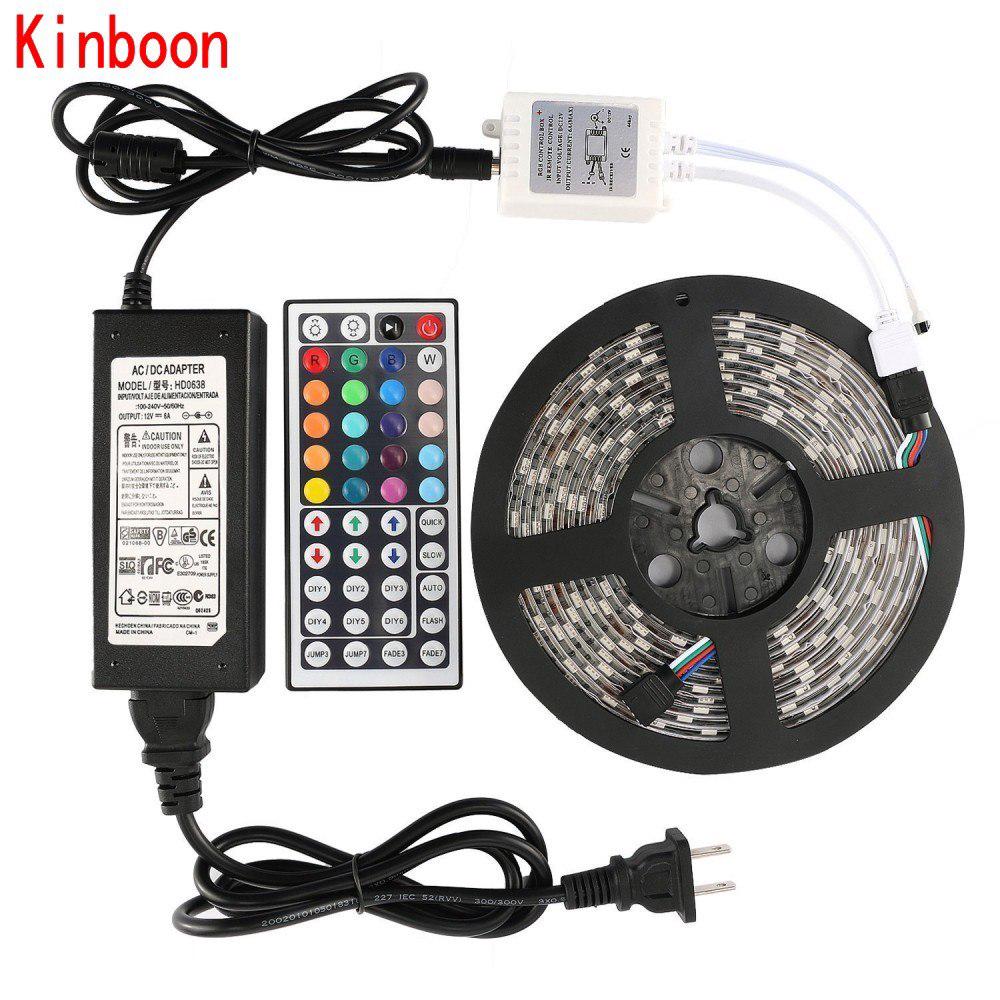RGB 5050 LED waterproof light strip 5M 300 LED light+44key IR Control + Adapter