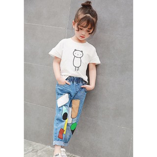 Children Clothing Fashion Girls Jeans Vintage Kids Baby Trousers Long Pants