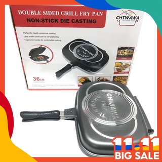 【ORIGINAL】 CHIWAWA ITALY Non Stick Double Sided Grill Pan 36cm Large Dessini
