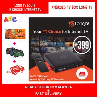 ORIGINAL 100% LONG AND ROID BOX TV LOUIe + VOUCHER + FREE GIFT 1 YEAR WARRANTY BY MALAYSIA LONG t
