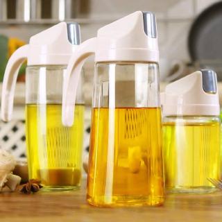 Glass sealed Drip Free Olive Oil Dispenser Bottle with Automatic opening and close Cap Oil Dispenser oil bottle dustproof leak proof glass open lid oiler Vinegar Dispensing Cruets Cooking Oil Condiment Containers and Easy Pouring Spout for Kitchen
