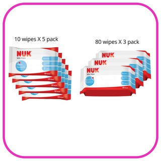 NUK BABY WIPES (PARABEN FREE) 80PCS X 3 BAGS / 10PCS X 5 BAGS