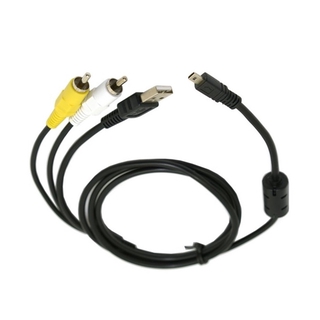 USB Cable + AV Cable HY-190 RCA AV & USB Mini 8 Pin 2 In 1 Data Cable For Nikon Coolpix S210 S520 L15 5100 Cameras