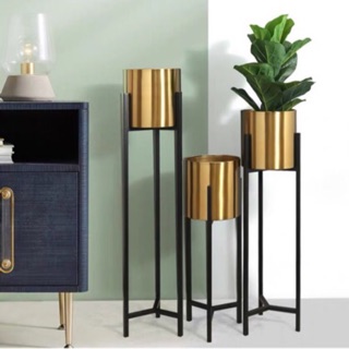 SPGBP1 Luxury Cylinder Metal Flower Gold Vase Pot Plant Decoration Pasu Bunga