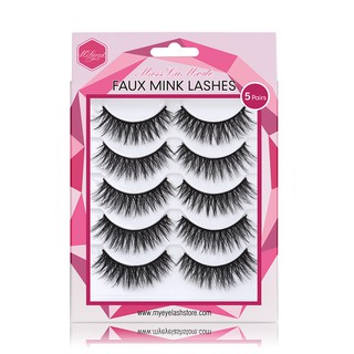 Mink False Lashes Natural Look Handmade Luxurious Volume Wispy Natural False Fake Strip Eyelashes 5 Pairs/1box