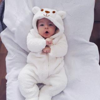 New Cute Baby Newborn Baby Boy Girl Clothes Long Sleeve Hoddies Bear Zipper Baby Romper Clothes Autumn Winter Wear 0-18M