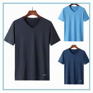 New Technology Fabric Summer V Neck Tshirt Slim Fitness Breathable Jersey M-5XL