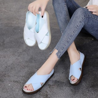 Women Comfortable Soft Bottom Sandals Wild Flat Sandals Slippers Two Use