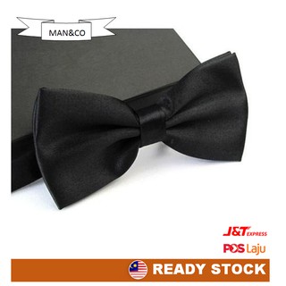 Unisex Black Adjustable Man Tuxedo Solid Color Butterfly Wedding Party Bowtie Ties for Men and Women