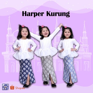 Harper Kurung Gosh Kids Design | Baju Kurung Budak Girls | Baju Kurung Moden Budak Peplum Plain (Size 0 - 8Y)