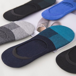 Socks Men's Hit Color Cotton Silicone Anti-skid Boat Socks Solid Color Casual Cotton Thin