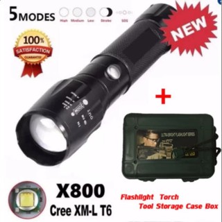 USA CREE T6 LED Torch Torches Rechargeable Waterproof Zoomable Flashlight 5 Mode Outdoor Lamp