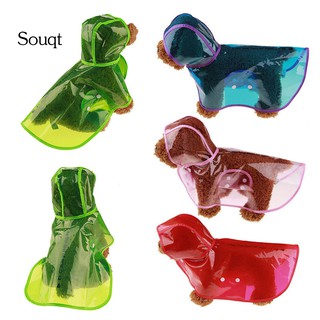 SQ Pet Dog Cat Raincoat Jacket Rainwear Waterproof Transparent Buttons Hooded Coat②