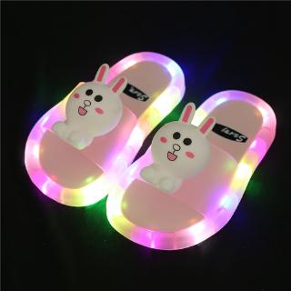 Children's Slippers Summer Girl's Luminous LED Net Red Antiskid Cute Children's Animal Shoes Boy's Cool Slippers