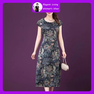 Women's clothing Mom wears summer dress 40-50 years old middle-aged women's loose large size short-sleeved skirt