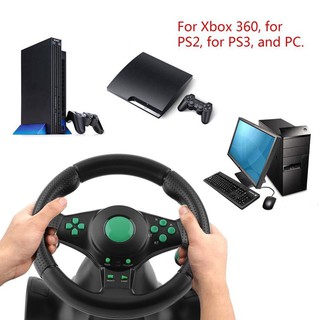 【stock】180 Degree Rotation ABS Gaming Vibration Racing Steering Wheel With Pedals For Xbox 360, for PS2, for PS3, PC, laptop. USB