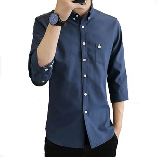 Weargen men shirt casual shirts lapel Korean version of the fifth sleeve shirt
