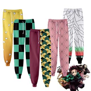 Demon Slayer Joggers Pants Cosplay Trousers Streetwear High Waist Tie Feet Tanjirou Nezuko Zenitsu Anime For Men Unisex