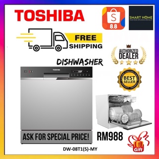 TOSHIBA 4-8person TableTop DishWasher 8 SETS DW-08T1(S)-MY TOSHIBA DISHWASHER family pencuci pinggan