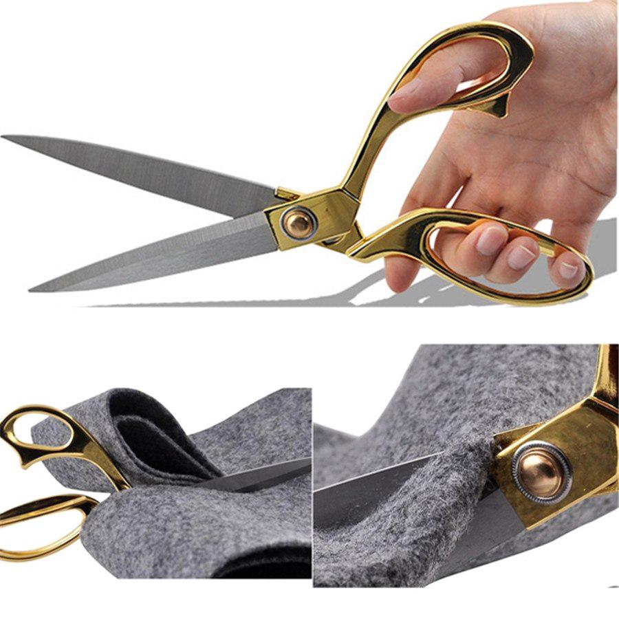 Gold-Plated Tailor Scissor Sewing Cut Dressmaking Shear Pinking Leather Fabric Textile Denim