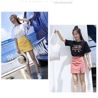 FREE SHIPPING PM 夏装新款女装夏季韩版小清新两件套学生短袖T恤a字半身裙套装