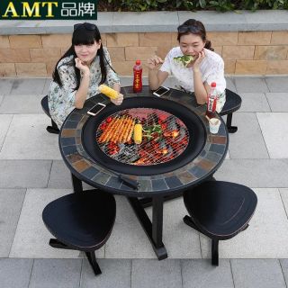 Outdoor BBQ Table and Chair Household Charcoal Grill Grill Garden Garden