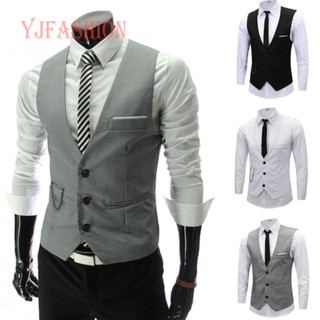YJFASHION Mens Casual Solid Waistcoat Vest Soft Tops Formal For Suits