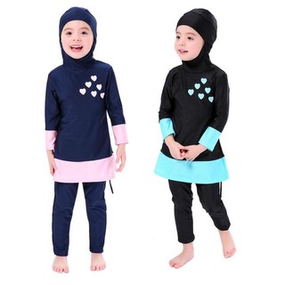 ReadyStock Swimming Suit Girls Clothing Muslim Children Swimwear Print