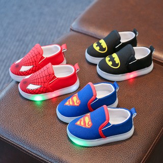 Children LED Canvas Shoes Baby Spiderman Shoes Tennis Shoes Super Hero