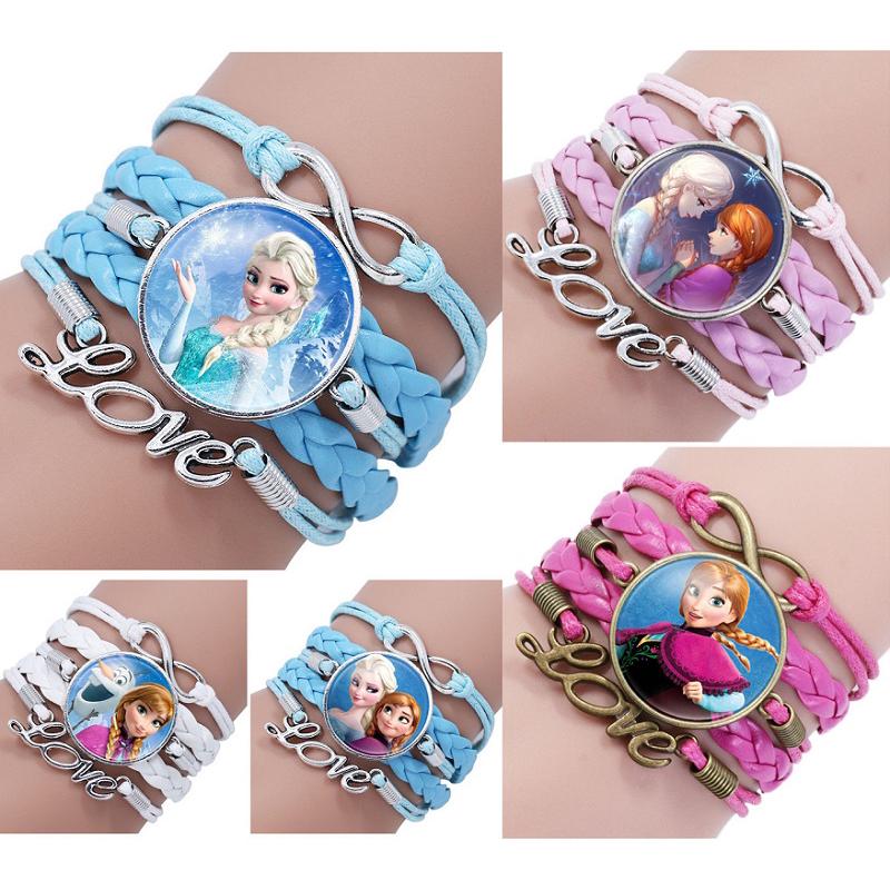 Girls Cute Bracelet Frozen Princess Elsa and Anna Cartoon Love Handmade Rope Wrist Strap Wristband