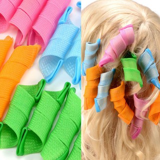 18 Pcs Long Magic Hair Curlers Mixed Color with 2 Sticks