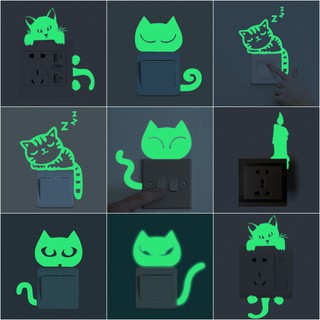 Pelekat Dinding DIY Kucing Gambar Cahaya Dalam Bahan PVC Gelap untuk Tukar