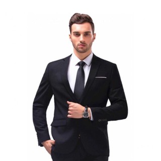 Ready stock Men's Formal Slim Fit Black Blazer Coat S-4XL