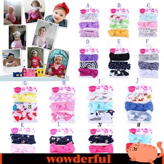 😘3Pcs Kids Floral Headband Girls Baby Elastic Bowknot Accessories Hairband Set (1)