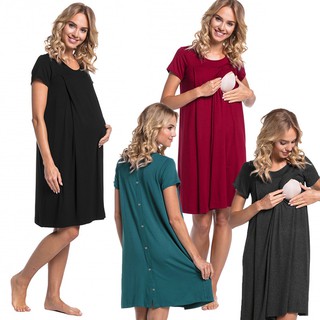 Pregnant women delivery hospital dress short sleeves on both sides hidden open b