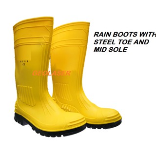 Yellow Safety Rain Boots with Steel Toe & Mid Sole (1)