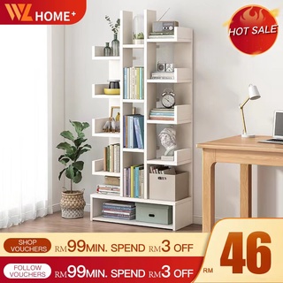 7/9/15 Tiers Bookcase Utility Shelf Bookshelf Office File Rack buku almari buku rack kabinet white Decorative Shelf (1)