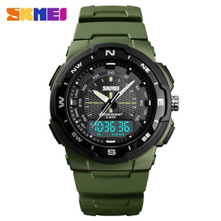 SKMEI Top luxury Men's Dual Display LED Digital PU Luxury Strap Date Clock Watch