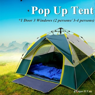 🌸Automatic Tents/ Pop Up Khemah/ Waterproof Outdoor Camping Tent For 3-4 Persons