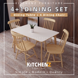 KitchenZ Modern Dining Set 1 Dining Table + 4 Dining Chairs HMZ-FN-DT-CANBERRA-12075-OAK (1)