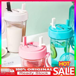 New arrival hot style Tiktok-420/600ml Portable Dual Straw Separate Drink Water Beverage Bottle Couples Gift