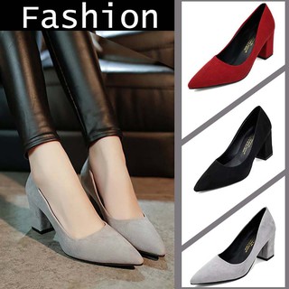 Women Pointed Toe Suede Buckle Strap High Heels Fashion Wedding Shoes 6.5cm (1)